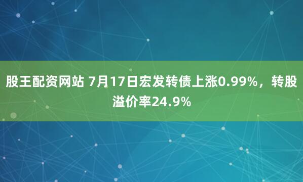 股王配资网站 7月17日宏发转债上涨0.99%，转股溢价率24.9%